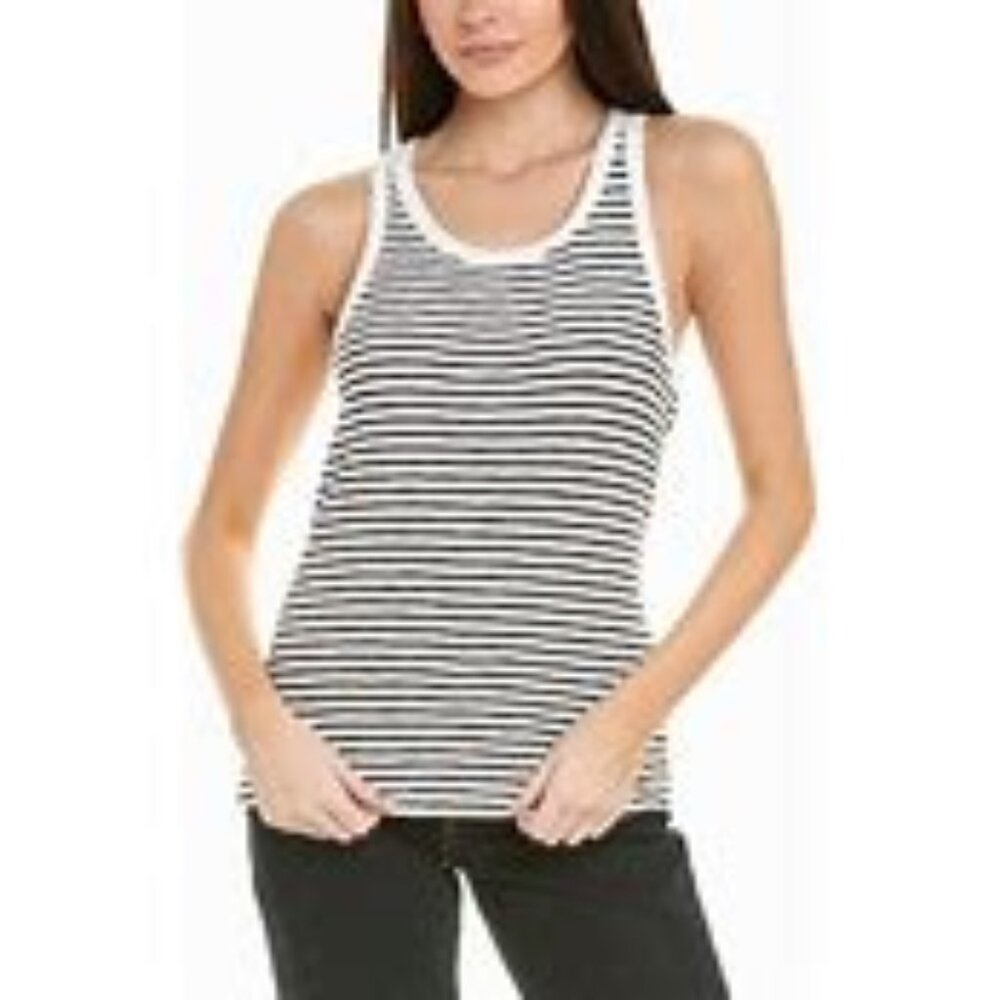 Cabi Paragon Tank in black and white stripe with racerback